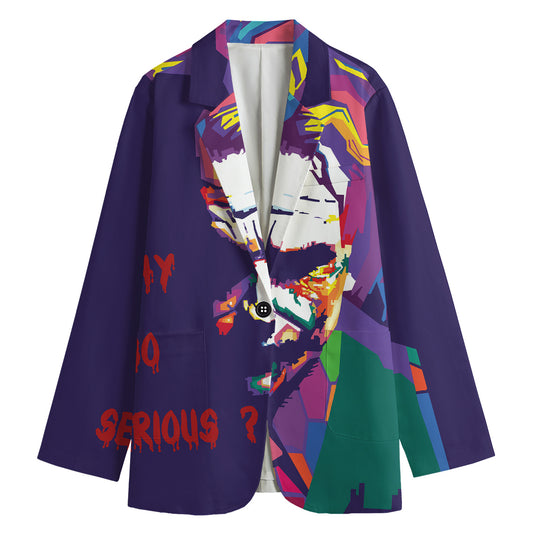 Colorful Joker Why So Serious Print Women's Cotton Blazer