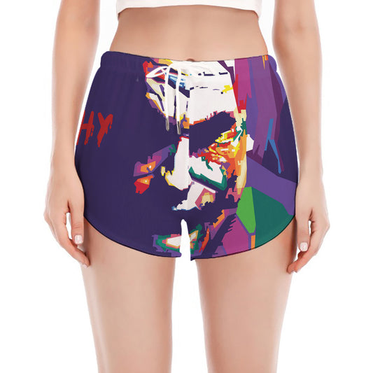 Colorful Joker Why So Serious Print Women's Split Running Shorts
