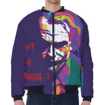 Colorful Joker Why So Serious Print Zip Sleeve Bomber Jacket