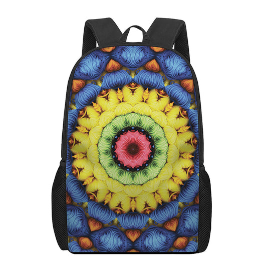 Colorful Kaleidoscope Print 17 Inch Backpack