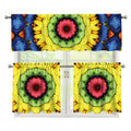 Colorful Kaleidoscope Print 3 Piece Kitchen Curtains