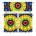 Colorful Kaleidoscope Print 3 Piece Kitchen Curtains