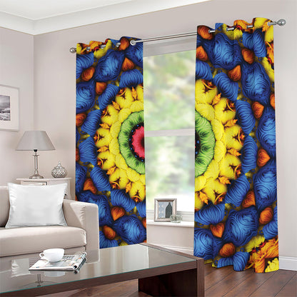 Colorful Kaleidoscope Print Blackout Grommet Curtains