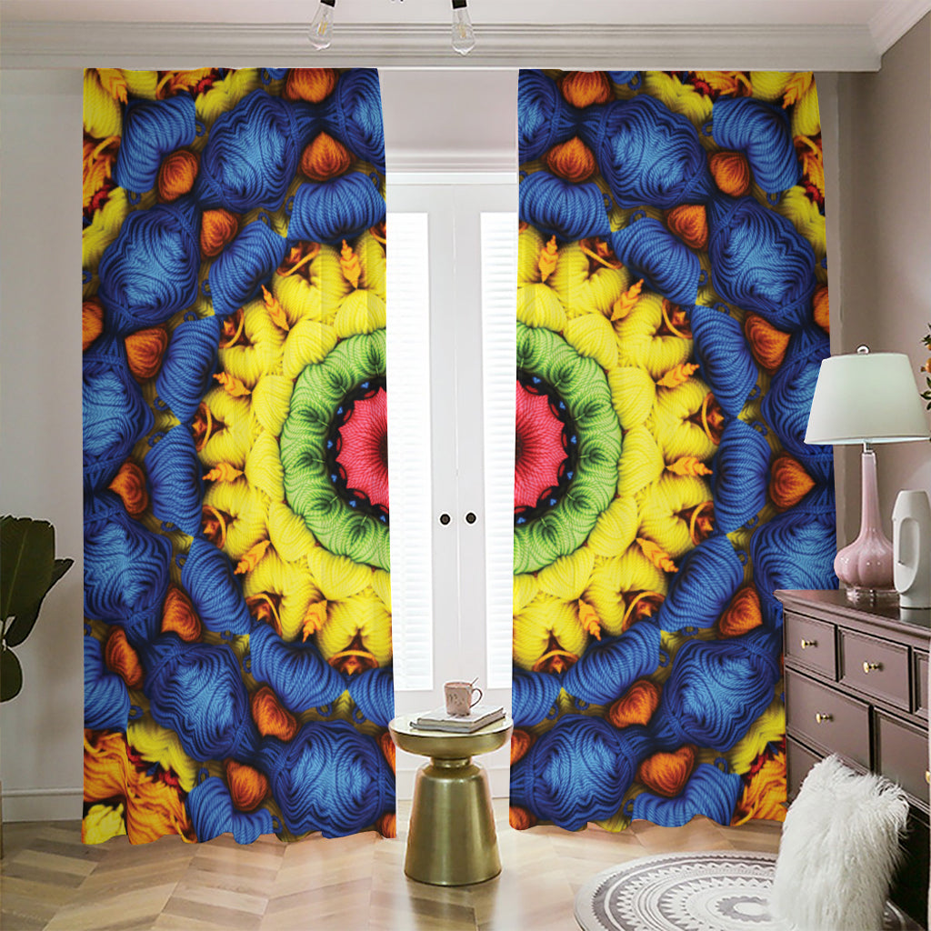 Colorful Kaleidoscope Print Blackout Pencil Pleat Curtains