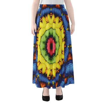 Colorful Kaleidoscope Print Chiffon Maxi Skirt