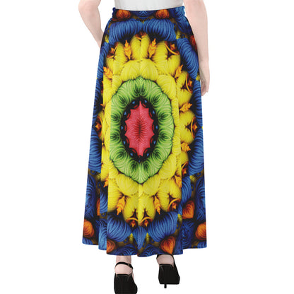 Colorful Kaleidoscope Print Chiffon Maxi Skirt