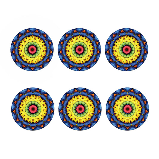 Colorful Kaleidoscope Print Coaster Set