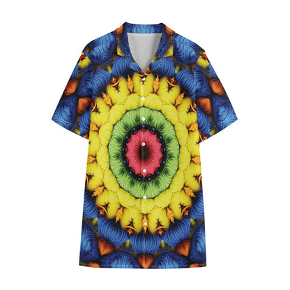 Colorful Kaleidoscope Print Cotton Hawaiian Shirt