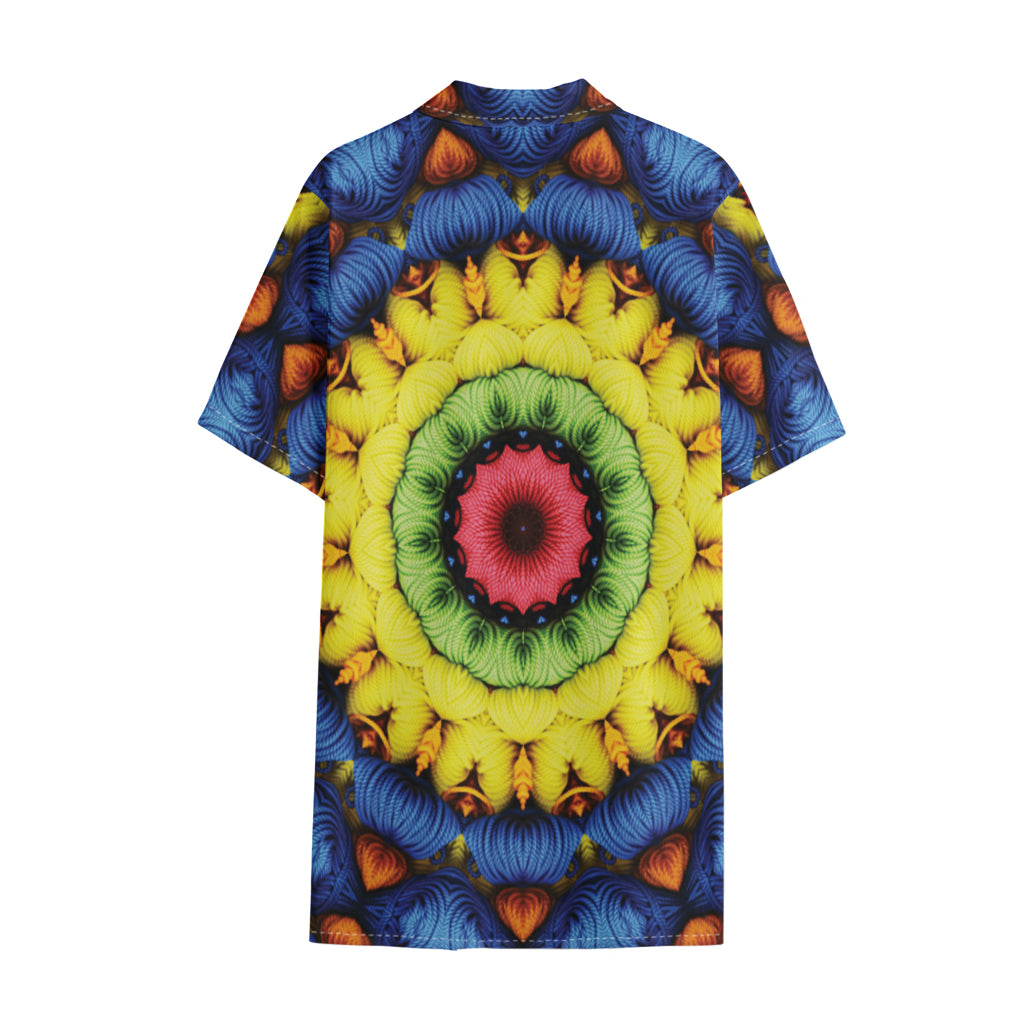 Colorful Kaleidoscope Print Cotton Hawaiian Shirt