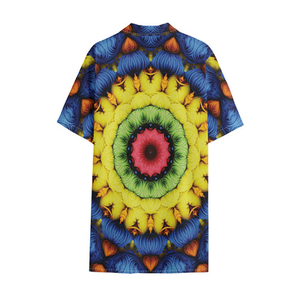 Colorful Kaleidoscope Print Cotton Hawaiian Shirt