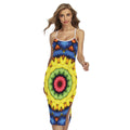 Colorful Kaleidoscope Print Cross Back Cami Dress