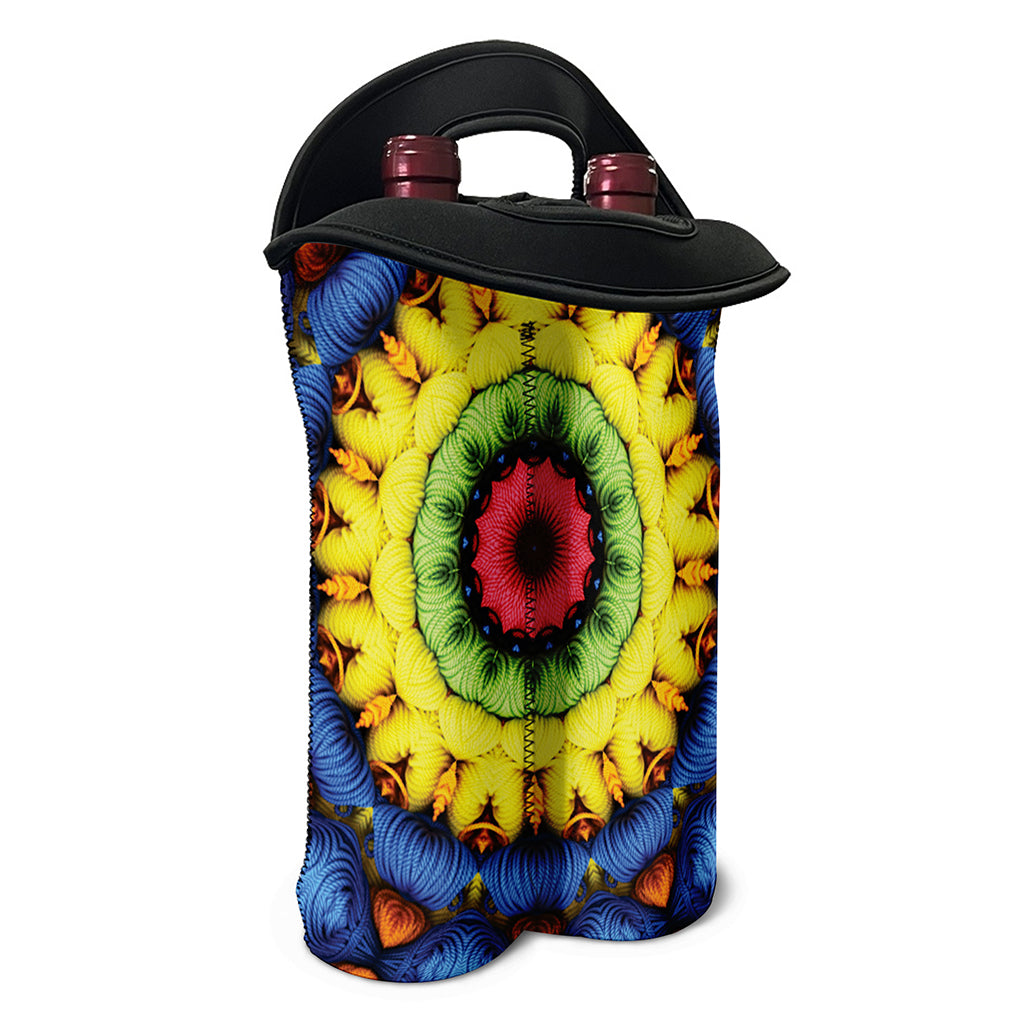 Colorful Kaleidoscope Print Double Neoprene Wine Tote