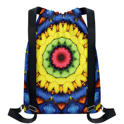 Colorful Kaleidoscope Print Drawstring Backpack