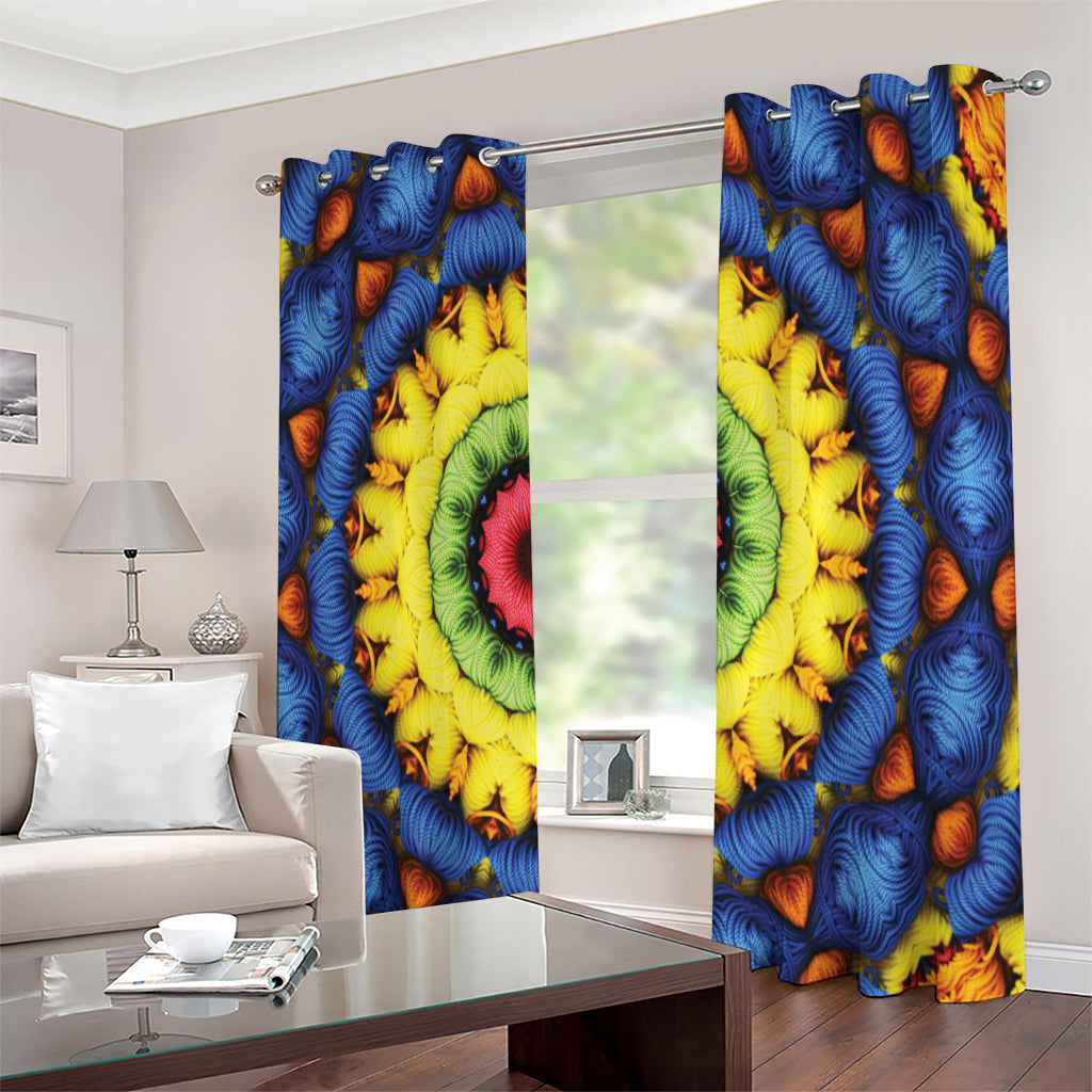 Colorful Kaleidoscope Print Extra Wide Grommet Curtains