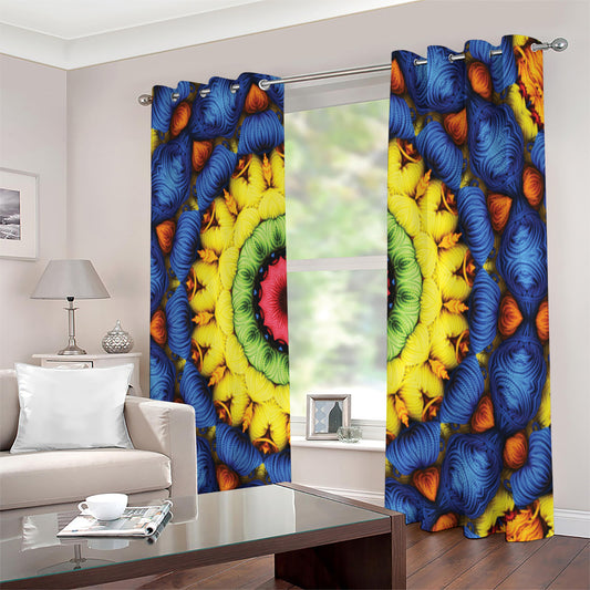 Colorful Kaleidoscope Print Extra Wide Grommet Curtains
