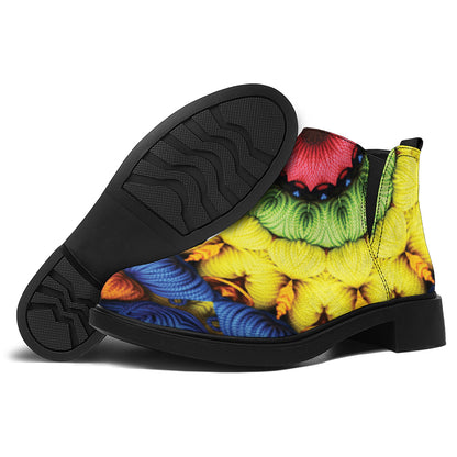 Colorful Kaleidoscope Print Flat Ankle Boots