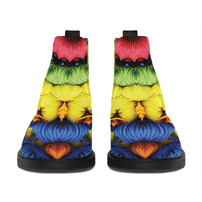 Colorful Kaleidoscope Print Flat Ankle Boots