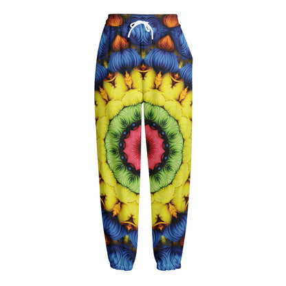 Colorful Kaleidoscope Print Fleece Lined Knit Pants