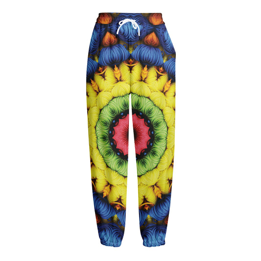 Colorful Kaleidoscope Print Fleece Lined Knit Pants
