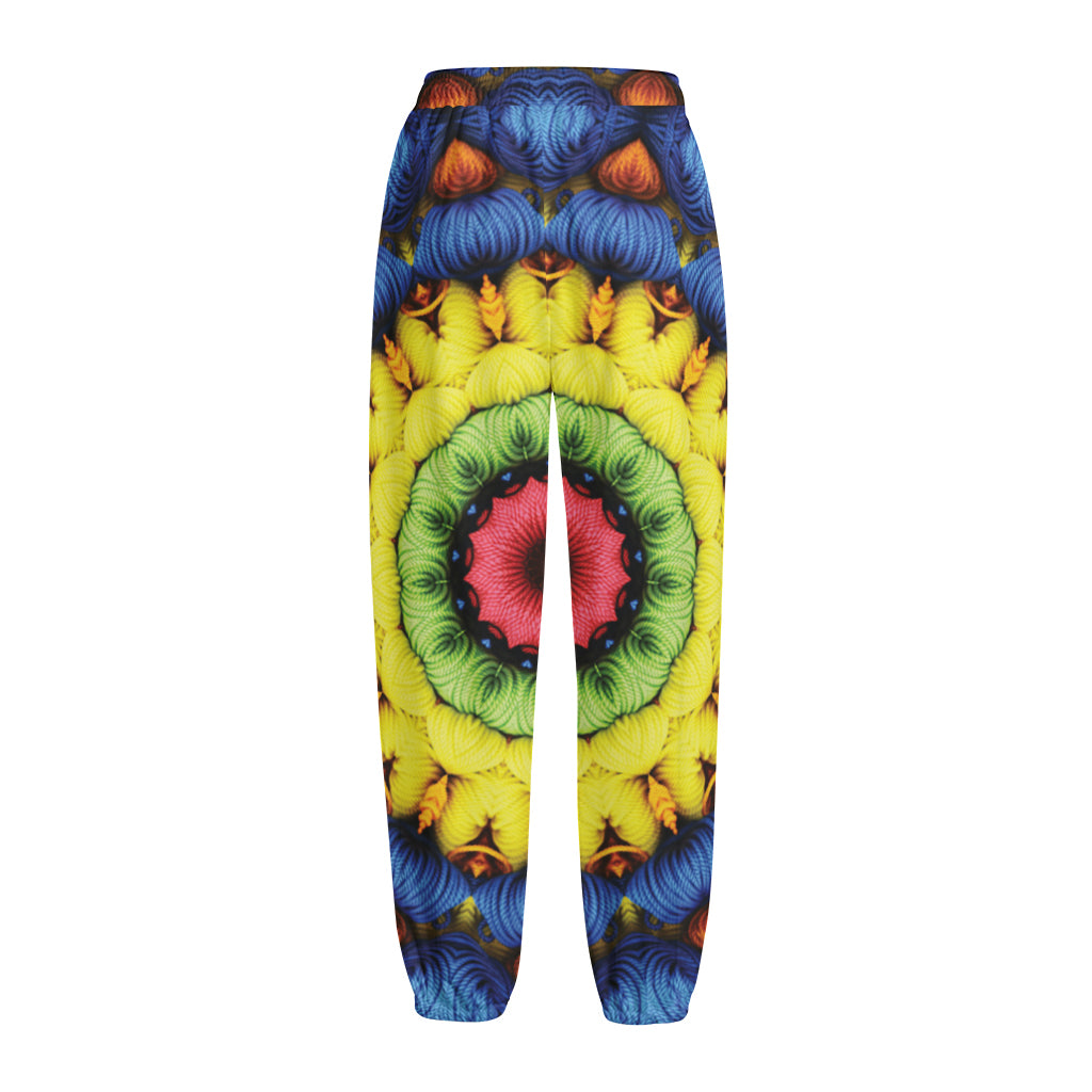 Colorful Kaleidoscope Print Fleece Lined Knit Pants