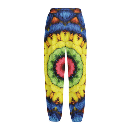 Colorful Kaleidoscope Print Fleece Lined Knit Pants