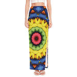Colorful Kaleidoscope Print High Slit Maxi Skirt