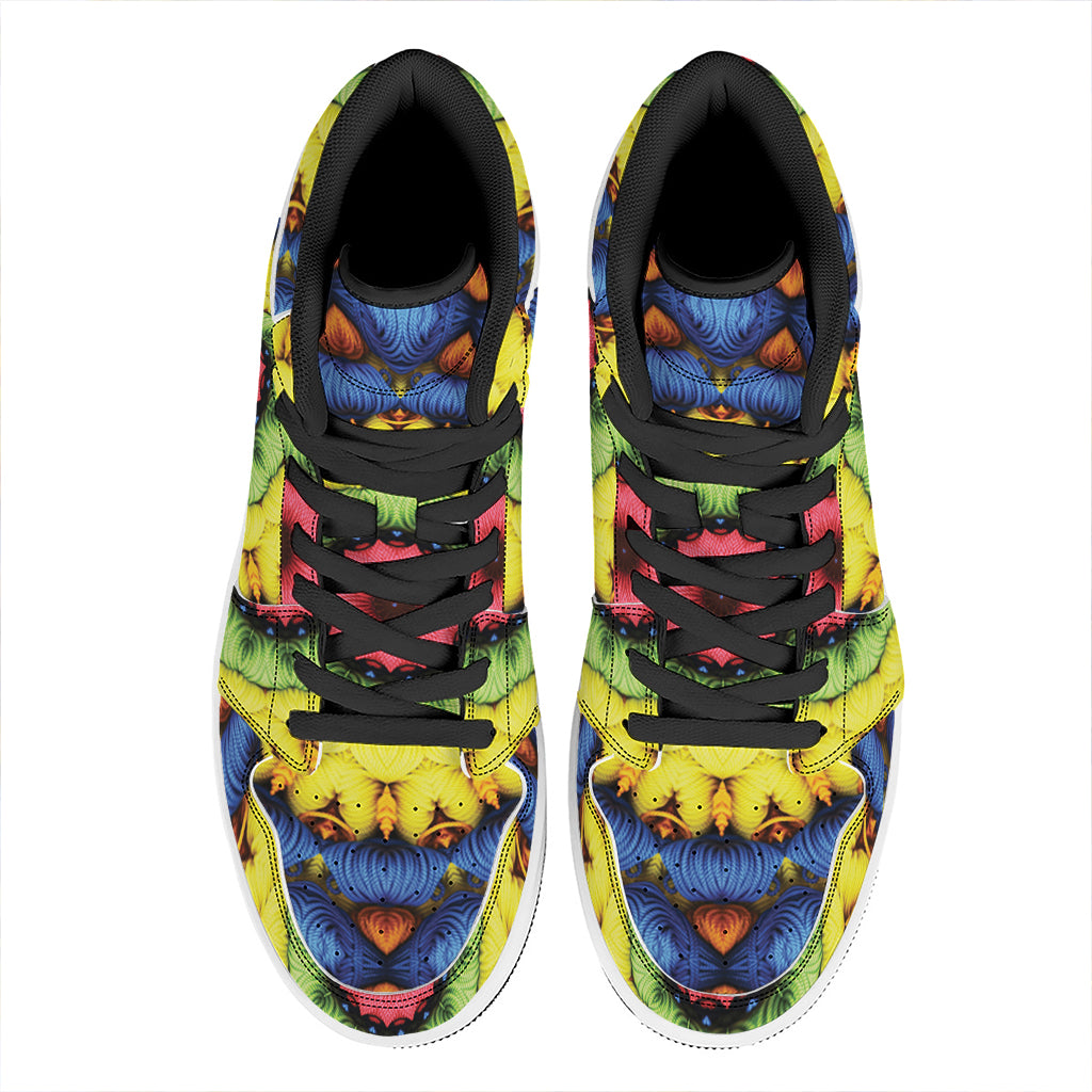 Colorful Kaleidoscope Print High Top Leather Sneakers