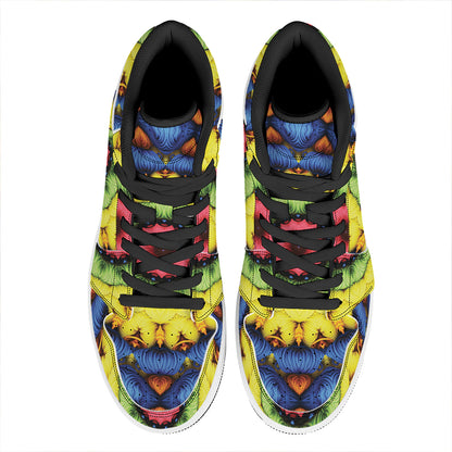 Colorful Kaleidoscope Print High Top Leather Sneakers