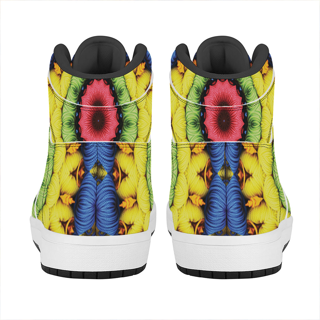 Colorful Kaleidoscope Print High Top Leather Sneakers