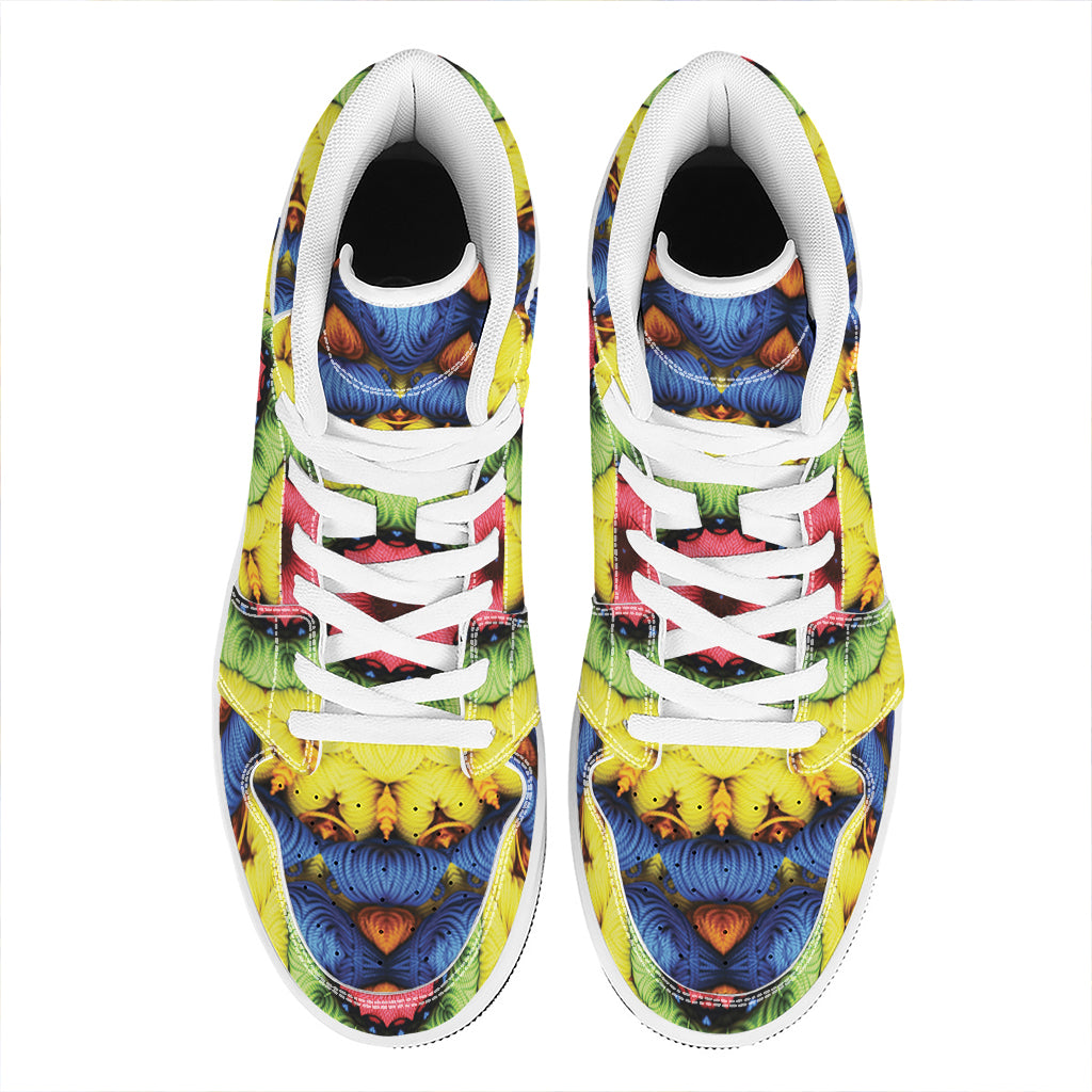Colorful Kaleidoscope Print High Top Leather Sneakers