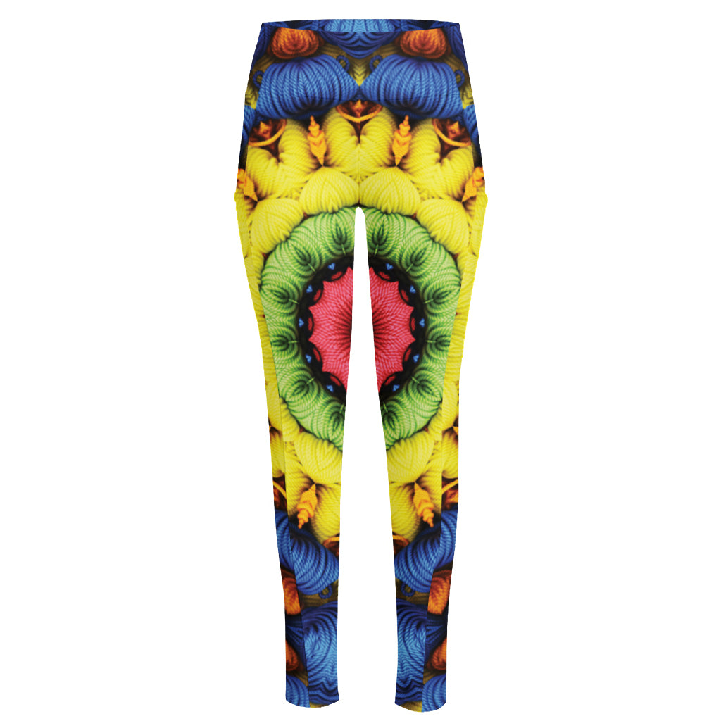 Colorful Kaleidoscope Print High-Waisted Pocket Leggings