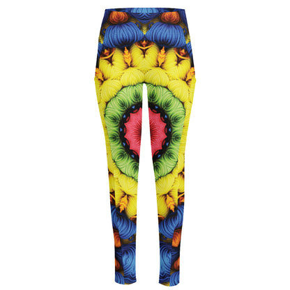 Colorful Kaleidoscope Print High-Waisted Pocket Leggings