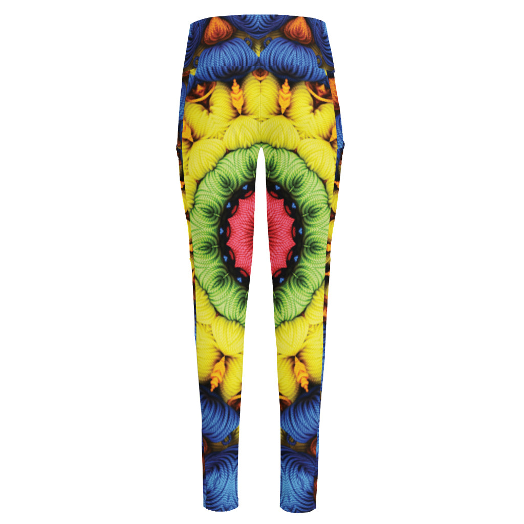Colorful Kaleidoscope Print High-Waisted Pocket Leggings