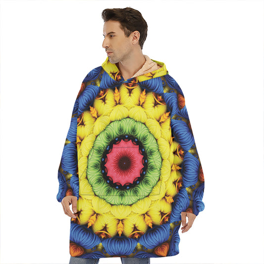 Colorful Kaleidoscope Print Hoodie Blanket