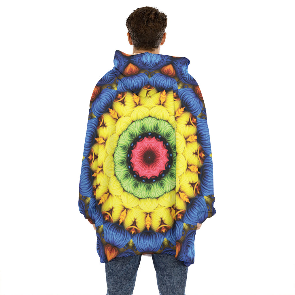 Colorful Kaleidoscope Print Hoodie Blanket