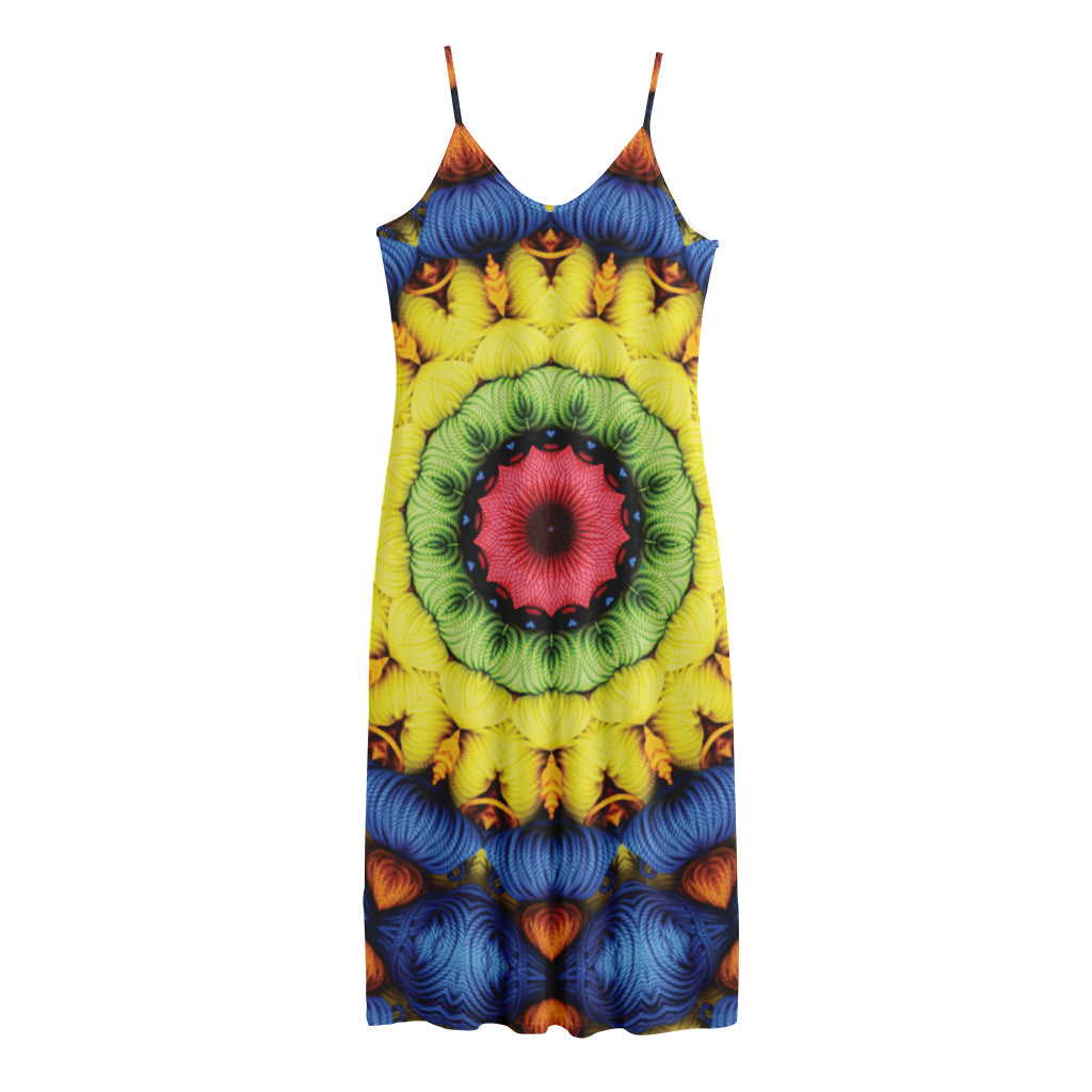 Colorful Kaleidoscope Print Jersey Midi Cami Dress