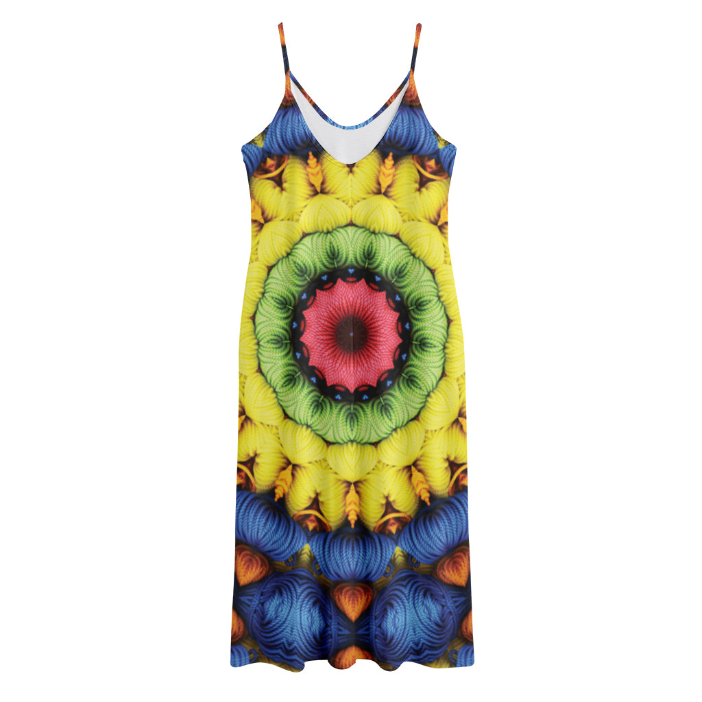 Colorful Kaleidoscope Print Jersey Midi Cami Dress