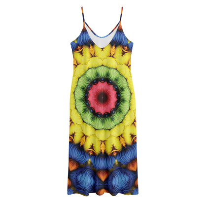 Colorful Kaleidoscope Print Jersey Midi Cami Dress