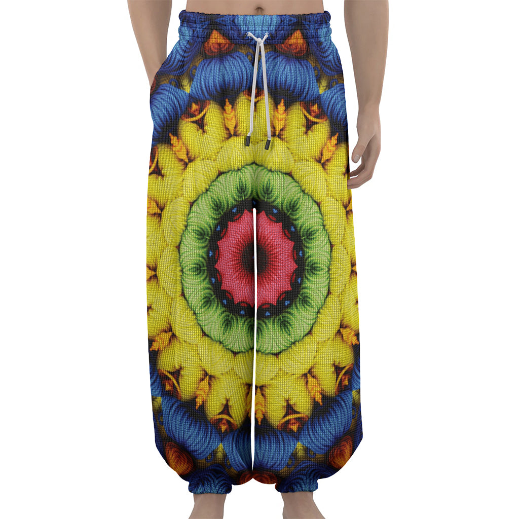 Colorful Kaleidoscope Print Lantern Pants