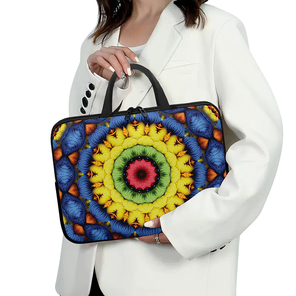 Colorful Kaleidoscope Print Laptop Sleeve With Handle
