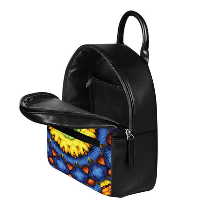 Colorful Kaleidoscope Print Leather Backpack