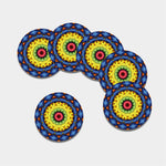 Colorful Kaleidoscope Print Leather Coaster Set