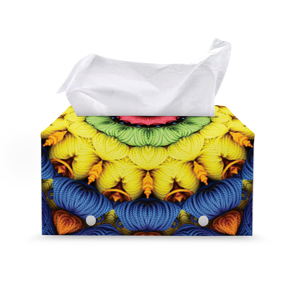 Colorful Kaleidoscope Print Leather Tissue Box Cover