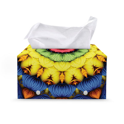 Colorful Kaleidoscope Print Leather Tissue Box Cover