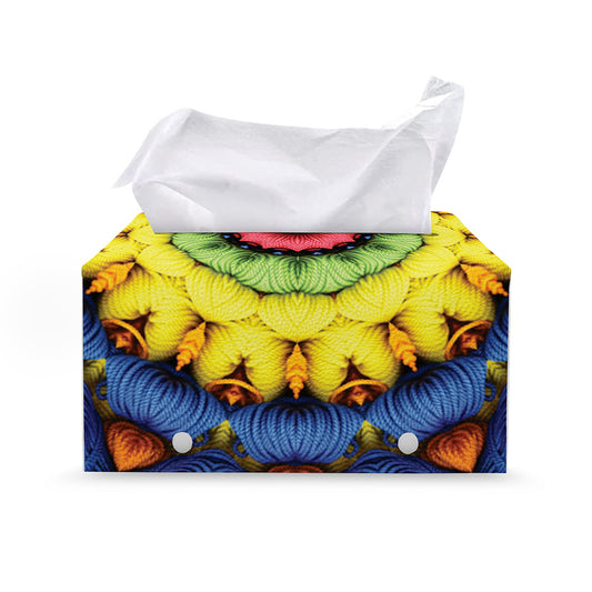 Colorful Kaleidoscope Print Leather Tissue Box Cover