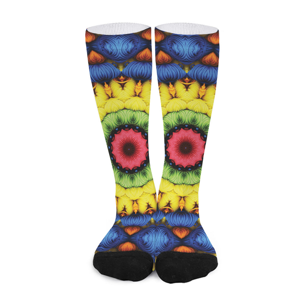 Colorful Kaleidoscope Print Long Socks