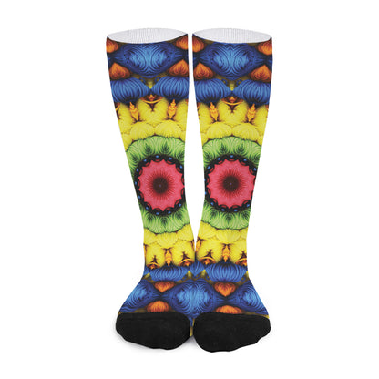 Colorful Kaleidoscope Print Long Socks