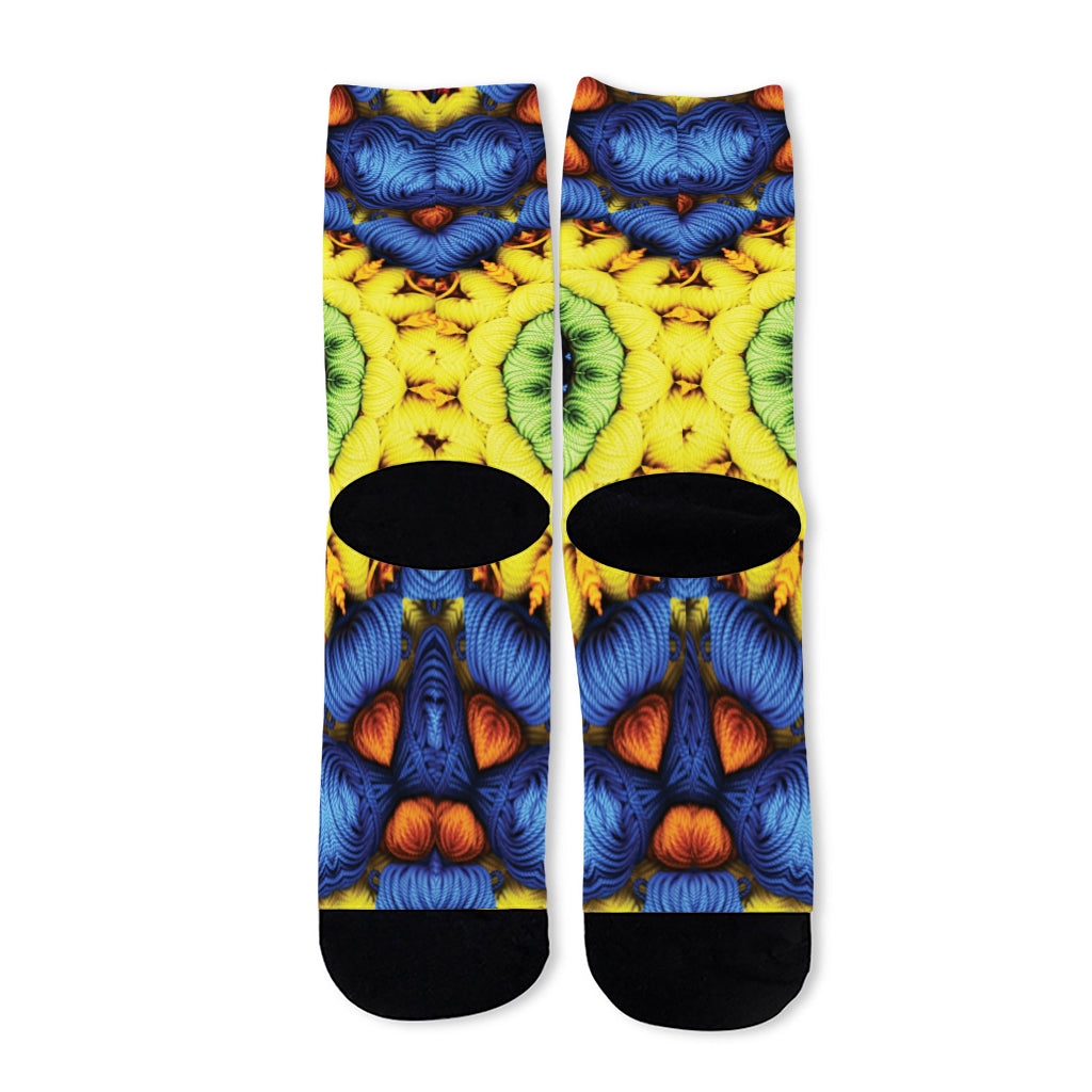 Colorful Kaleidoscope Print Long Socks