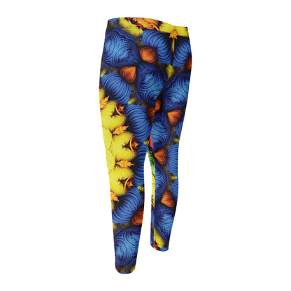 Colorful Kaleidoscope Print Men's Compression Pants