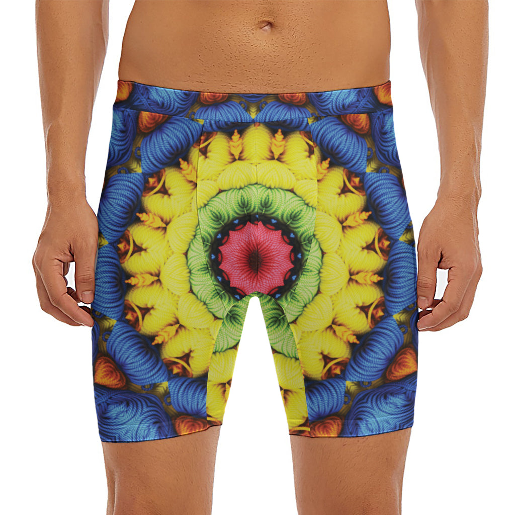 Colorful Kaleidoscope Print Men's Long Boxer Briefs